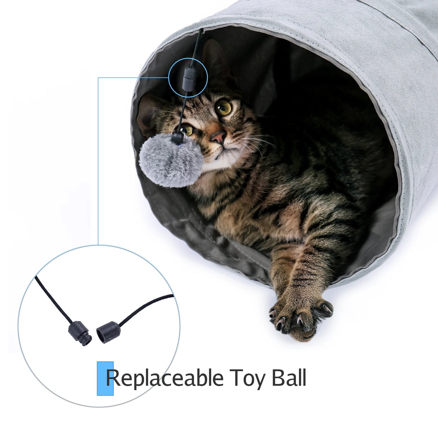 Katzentunnel – faltbares interaktives Spielzeug mit hängendem Ball 🐾