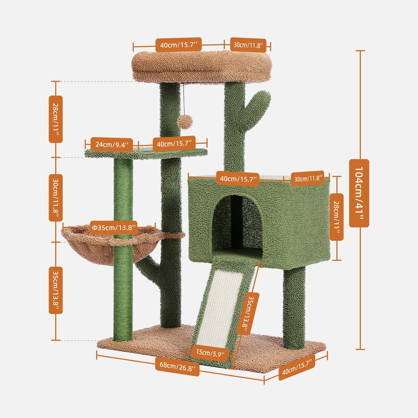 Cactus Cat Tower with Sisal Scratching Post and Comfortable Condo - Speedy Pet 🐾