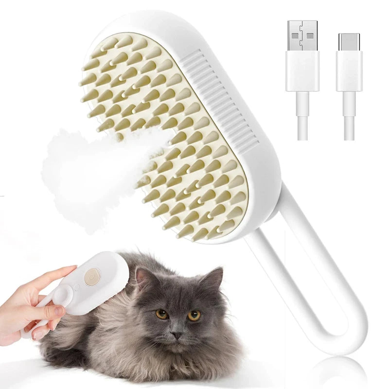 Brosse 3 en 1 Électrique à Vapeur pour Animaux – Le Secret d'un Pelage Sain et Soigné ! 🐾