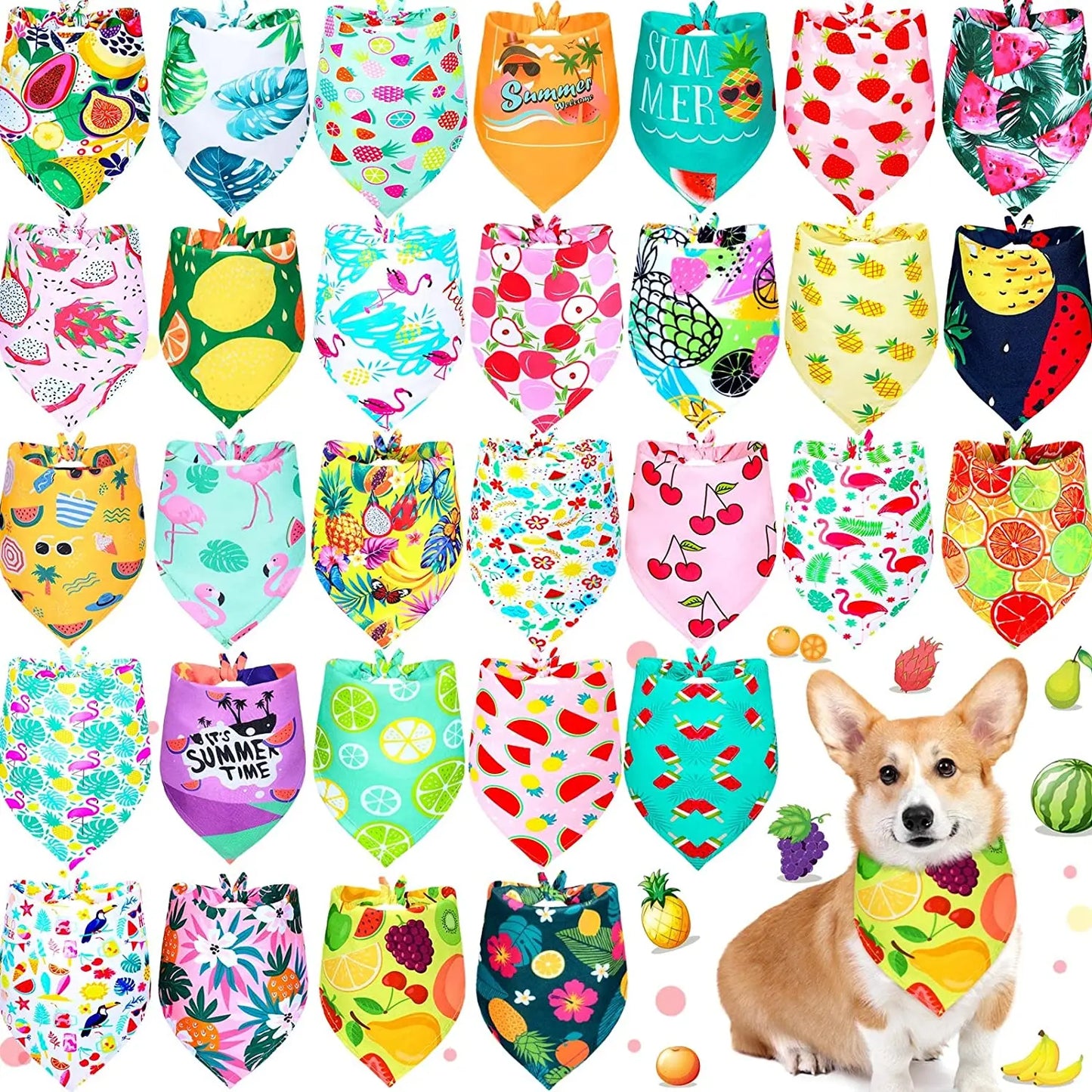 Lot de 50 Bandanas Hawaïens pour Chiens - Écharpes Triangulaires Douces et Colorées 🐾