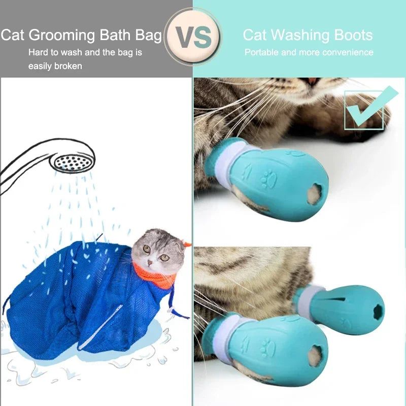 Griffes pour Chats - Chaussures Anti-Griffures pour Bain et Toilettage 🐱💧