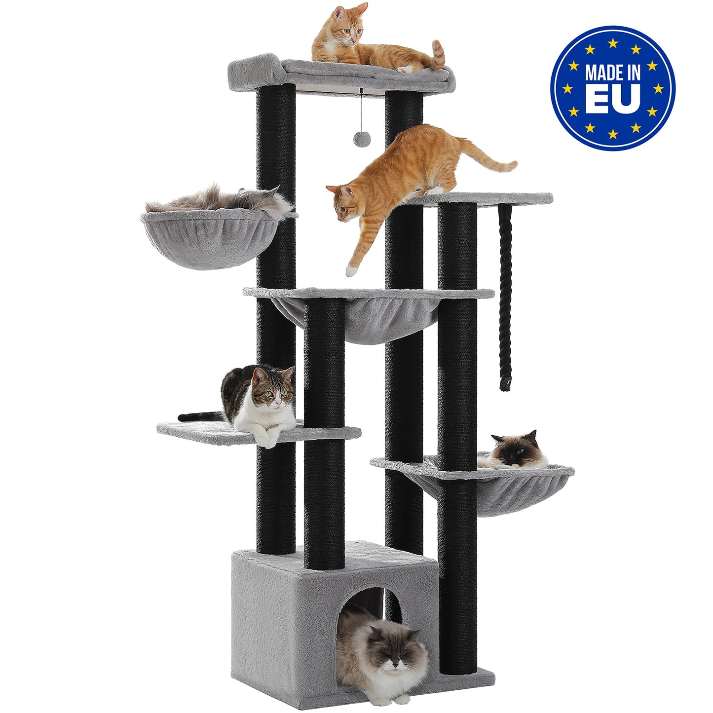 Arbre à Chat XXL pour Grands Chats - Tour Robuste avec Hamac, Perchoirs et Poteaux en Sisal 🐾