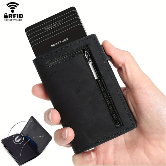 Porte-carte de crédit magnétique luxe hommes portefeuille Rfid blocage Pop Up minimaliste portefeuille en cuir porte-carte bancaire étui Vallet pour hommes